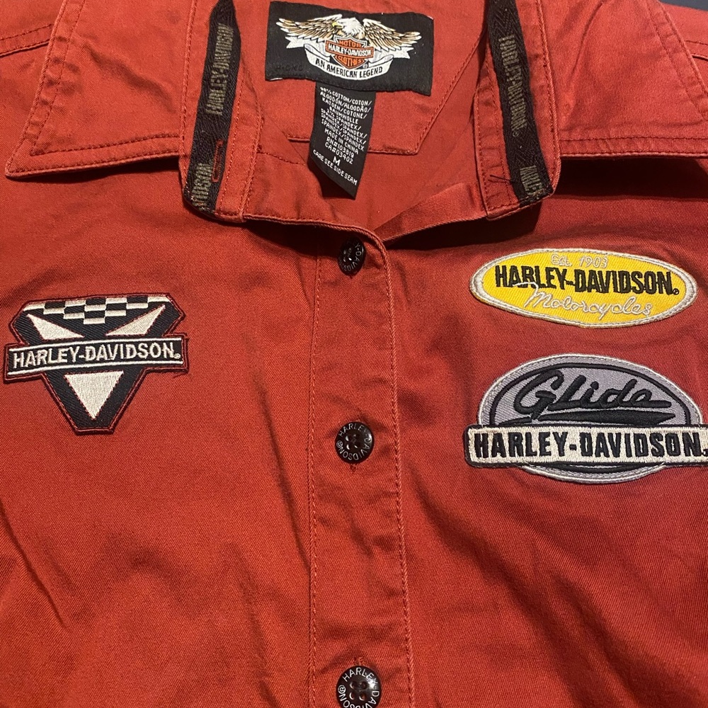 Harley-Davidson Rust Button-Up with Patches